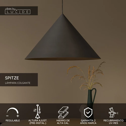 Lucide SPITZE - Lámpara colgante - Ø 60 cm - 1xE27 - Gris | Vibes - USP